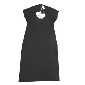 Carolina Herrera New York Black Structured Knit Sheath Dress Short Sleeve XXL